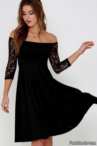 black dress with half sleeves 2017-2018