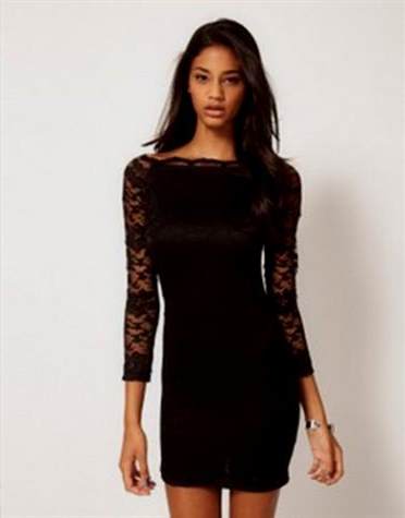 black lace dress with sleeves 2017-2018