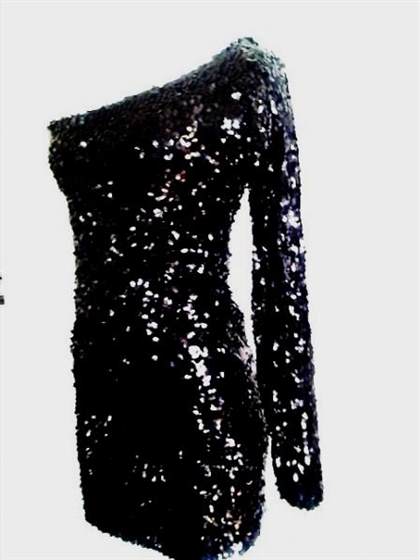 black sequin dress one shoulder 2017-2018