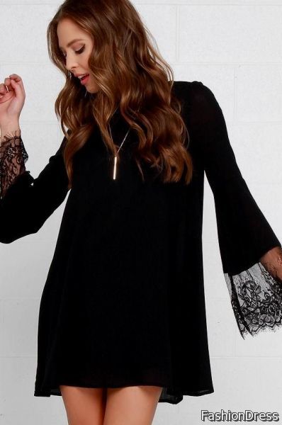 black shift dress with sleeves 2017-2018