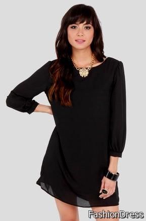 black shift dress with sleeves 2017-2018