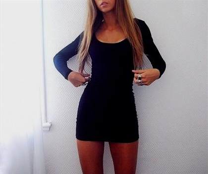 black short dresses with long sleeves 2018