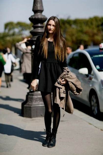 black skater dress with tights 2017-2018
