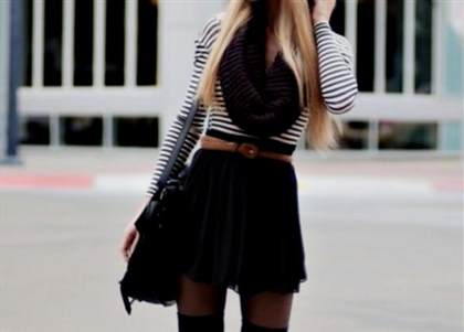 black skater dress with tights 2017-2018