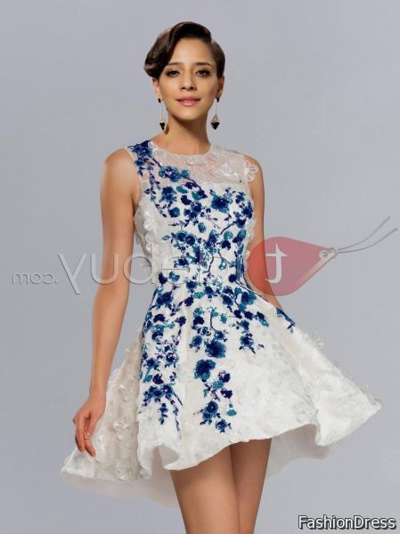 blue and white cocktail dress