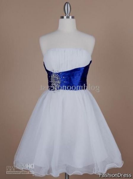 blue and white cocktail dress 2017-2018