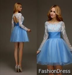 blue formal dresses for juniors with sleeves 2017-2018