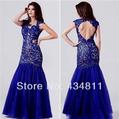 blue lace mermaid prom dress 2017-2018