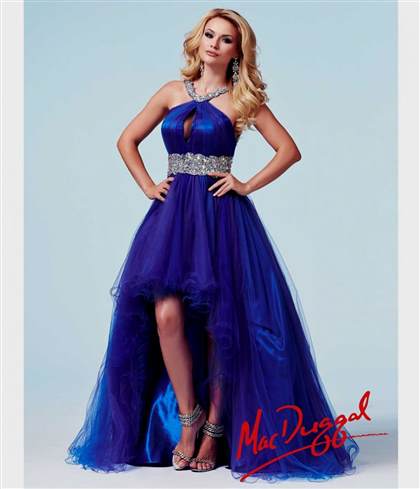 blue prom dress high low 2017-2018