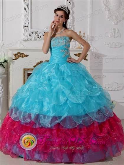 blue with pink dresses for quinceaneras 2018