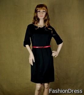 casual black dress with belt 2017-2018