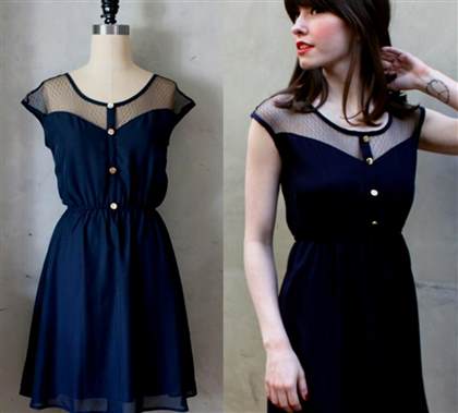 casual lace navy blue dress 2018