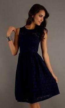 casual lace navy blue dress 2018
