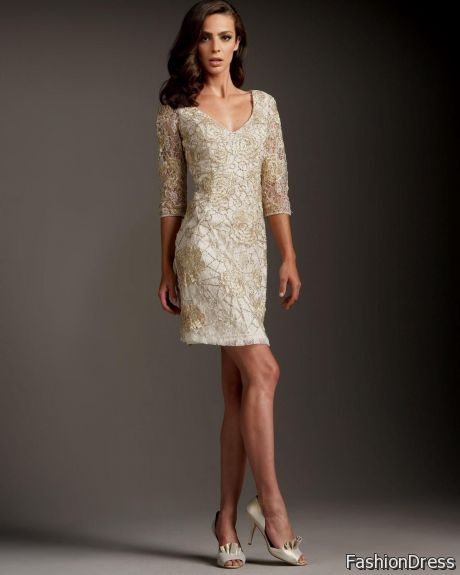 champagne lace cocktail dress 2017-2018