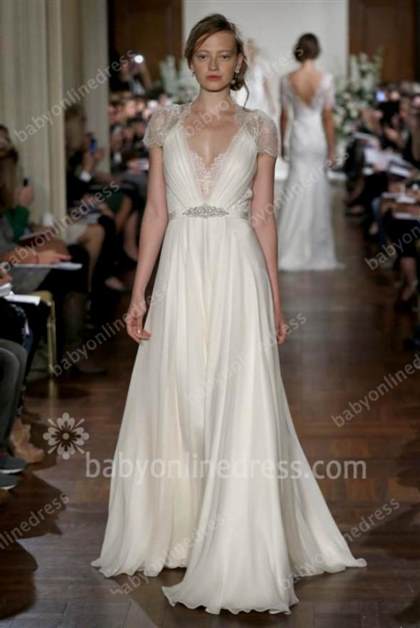 chiffon wedding dresses with cap sleeves 2017-2018