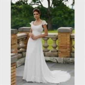 chiffon wedding dresses with cap sleeves 2017-2018