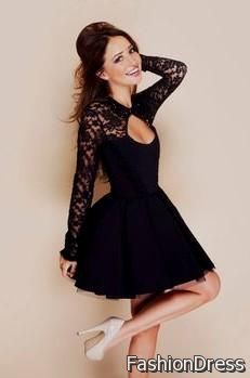 cute short black dresses with sleeves 2017-2018