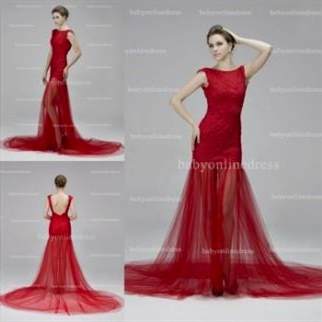 dark red lace prom dresses 2017-2018