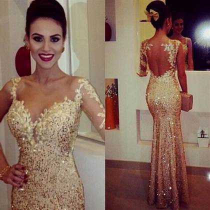 gold fitted prom dress 2018