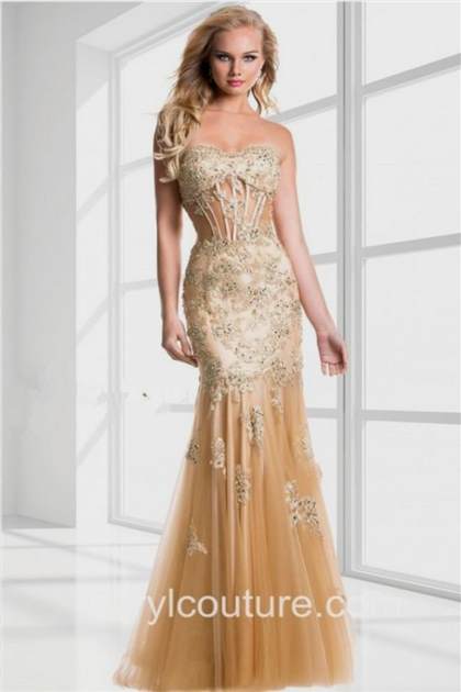 gold fitted prom dress 2018