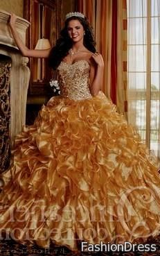 gold quinceanera dresses for damas 2017-2018