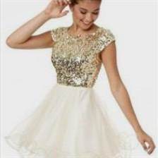 gold short prom dresses with sleeves 2017-2018