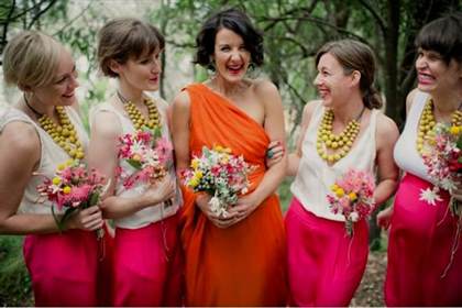 hot pink and orange bridesmaid dresses 2017-2018
