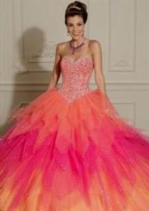 hot pink orange quinceanera dresses 2017-2018