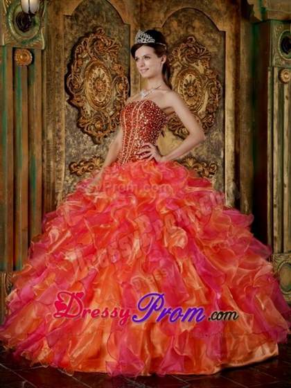 hot pink orange quinceanera dresses 2017-2018