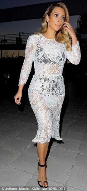 kim kardashian white lace dress 2017-2018