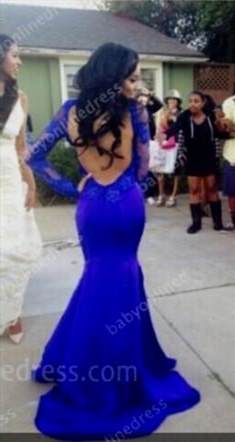 lace prom dress with sleeves blue 2018