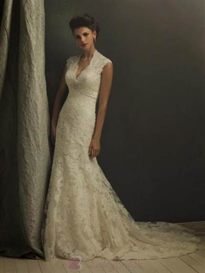 lace sheath v neck wedding dress 2018