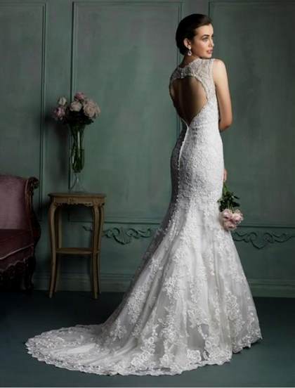 lace sheath wedding dress keyhole 2018