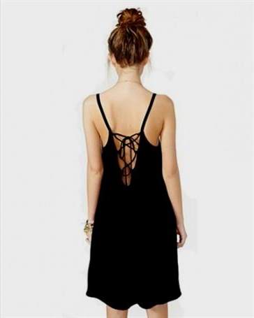 lace up back dress black 2018