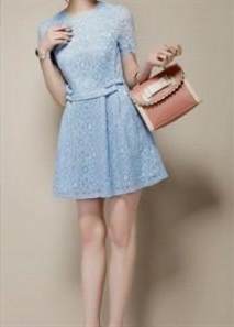 light blue dress with lace sleeves 2018