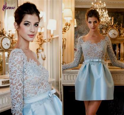 light blue dress with lace sleeves 2018