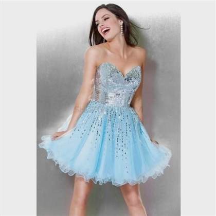light blue prom dress short 2017-2018