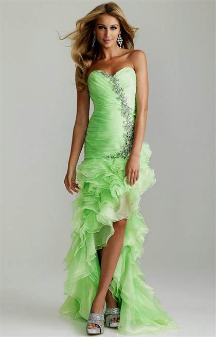 lime green high low prom dresses 2017-2018