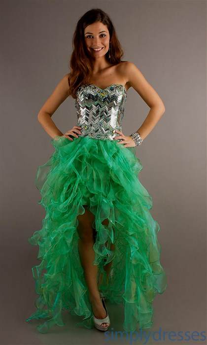 lime green high low prom dresses 2017-2018