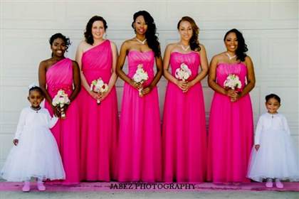 long hot pink bridesmaid dresses 2018