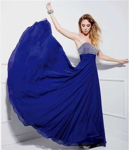 long strapless blue dress 2018