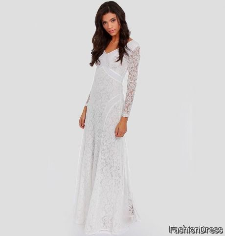 long white lace dress with sleeves 2017-2018