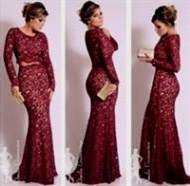 maroon prom dress with sleeves 2018