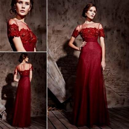 maroon prom dress with sleeves 2018