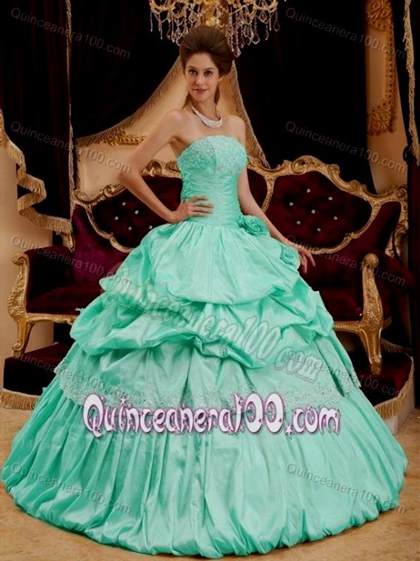 mint green with gold quinceanera dresses 2017-2018