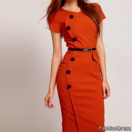 orange casual dresses 2017-2018