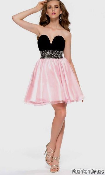 pink and black short prom dresses 2017-2018