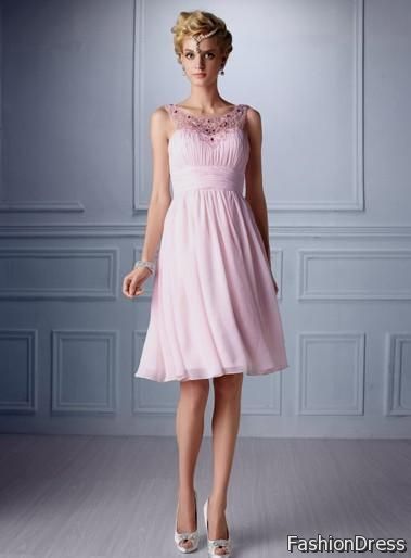 pink chiffon cocktail dress 2017-2018