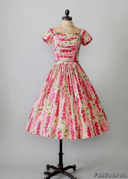 pink vintage floral dresses 2017-2018