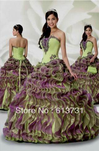 quinceanera dresses lime green and purple 2017-2018